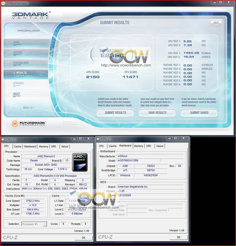 3dmark vantage Benchmarks running Phenom II X4 at 4GHz