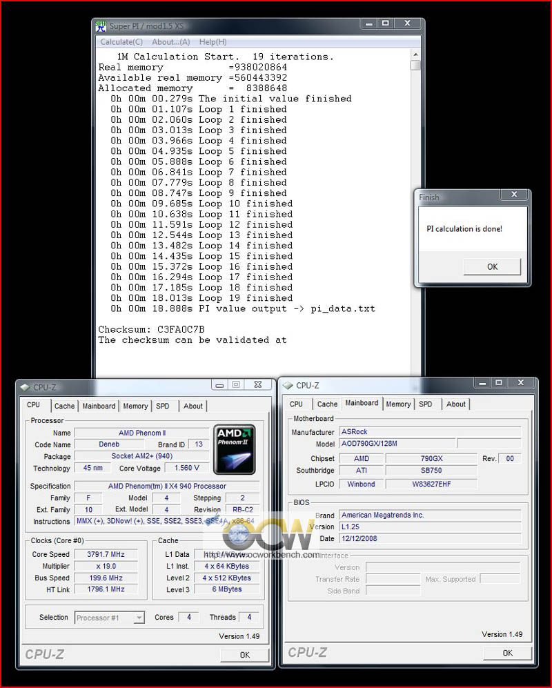 Super PI 1M Benchmarks running Phenom II X4 at 4GHz